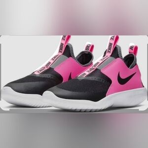 The Nike Flex Runner GS Kids Youth Size 4Y Black Pink Running Shoes Sneakers